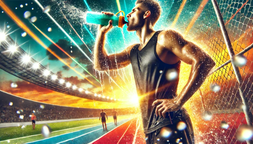 atleta benendo agua